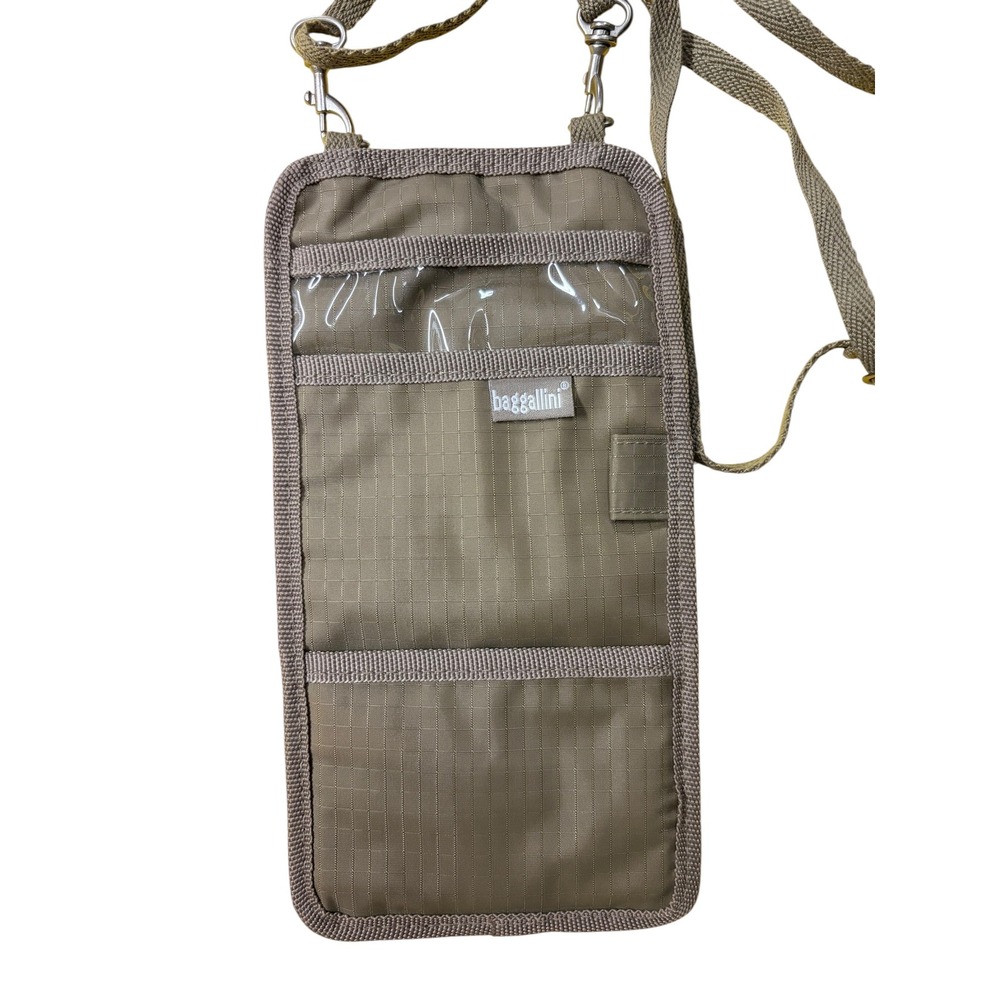 Baggallini Taupe Ripstop Nylon Travel Wallet Passport Holder Crossbody 9X5